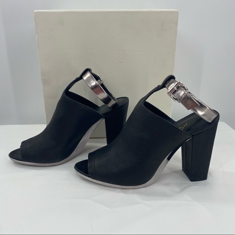 3.1 PHILLIP LIM Black Leather Ankle Strap Heels